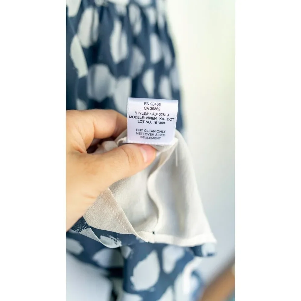 Theory Vivien Ikat Blue & White Spotted Polka Dot One Shoulder Mini Dress Size 8 - Picture 8 of 10